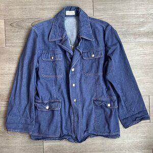 Vintage 80s Chinese Shanghai Tenth Department Store Denim Chore Jacket Size M